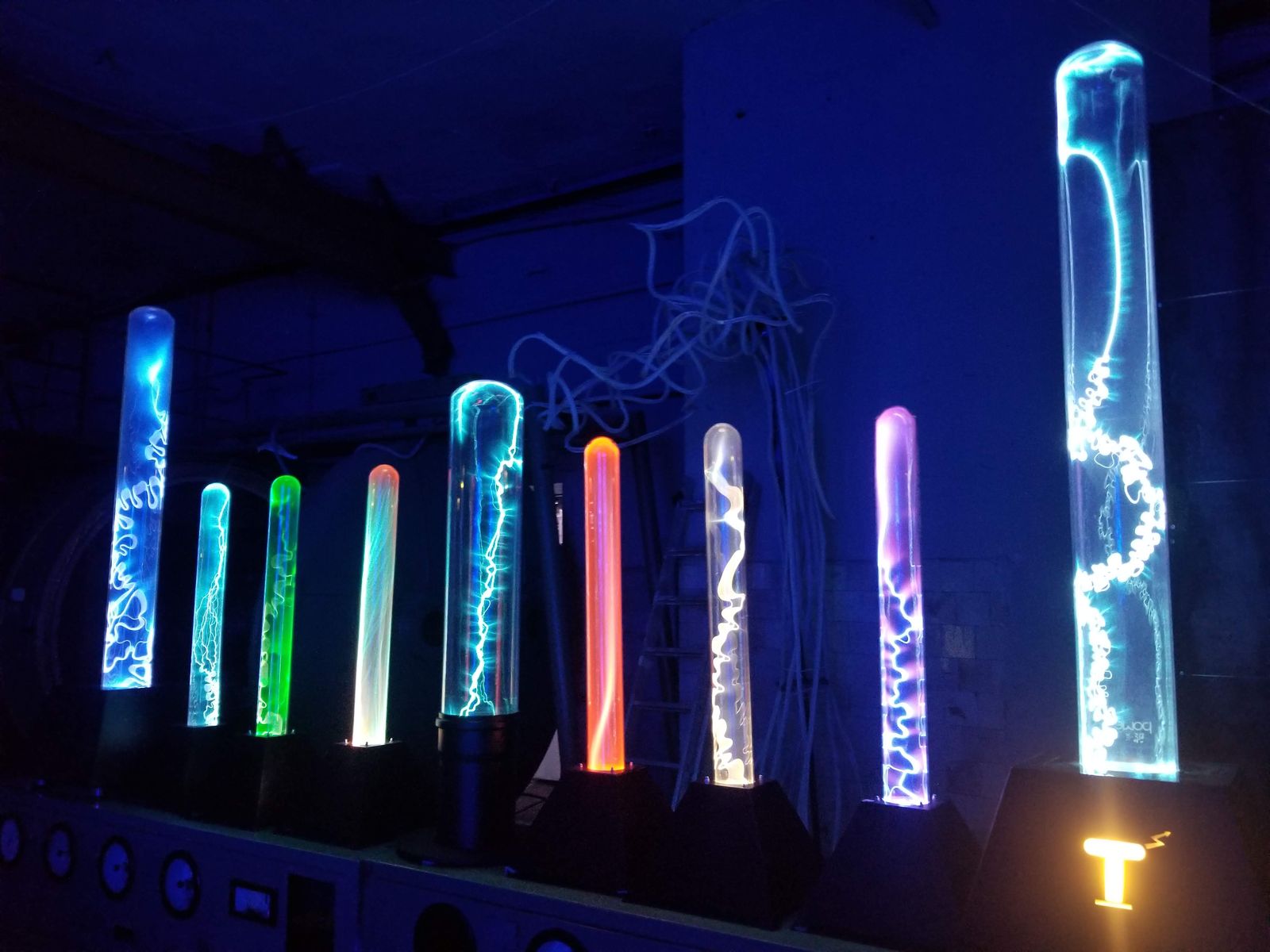 Plasma tubes lineup in the workshop